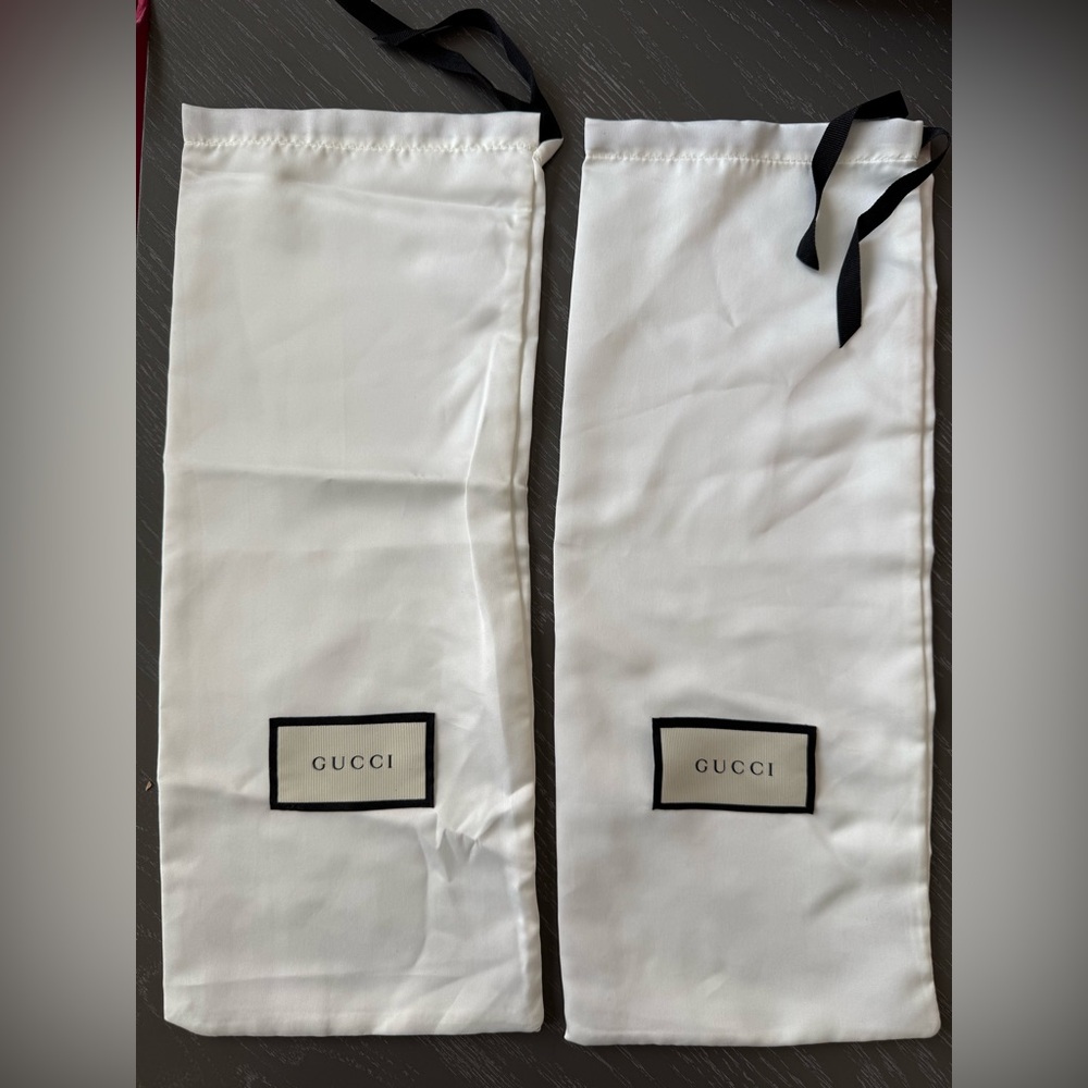 Gucci Cream Satin Dust Bags with Black Trim